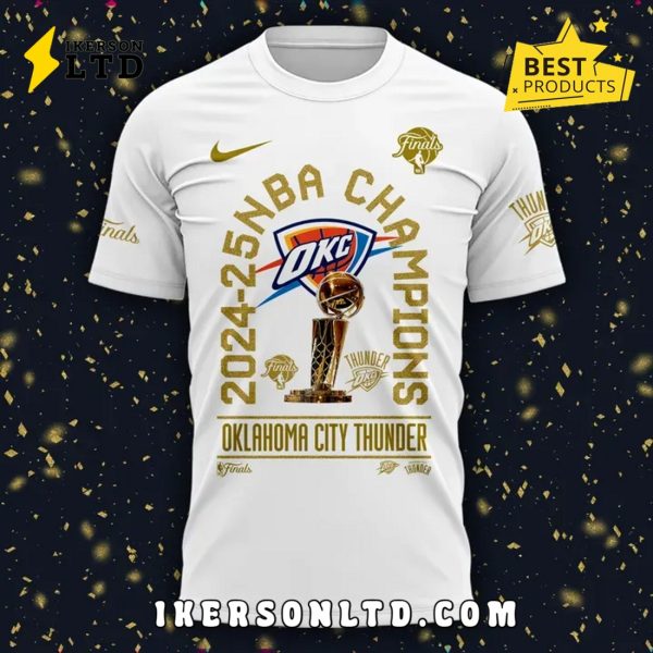 Oklahoma City Thunder 2025 Champions Signatures White Shirt