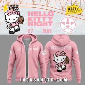New Houston Astros x Hello Kitty Pink Hoodie 2025