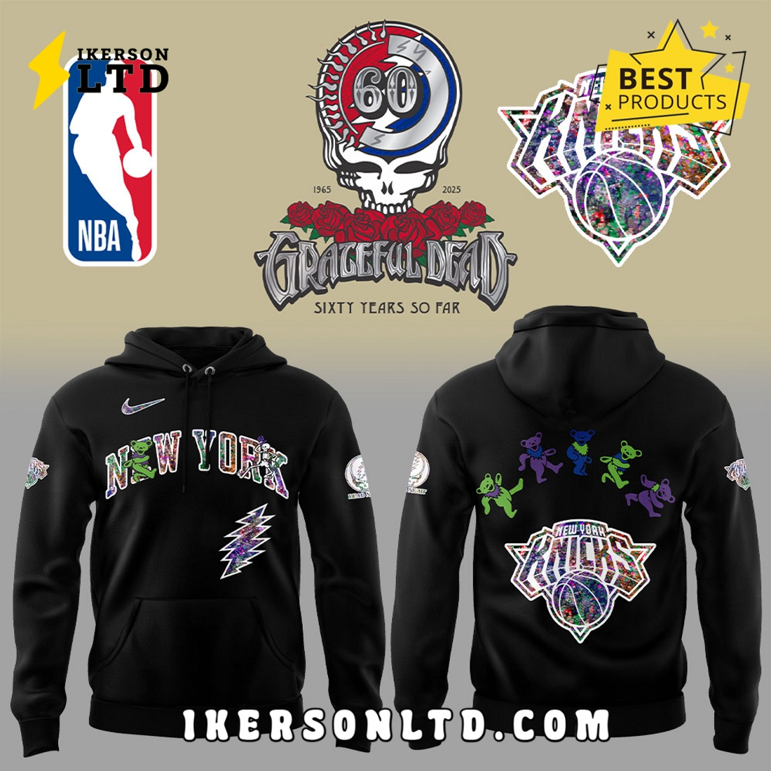 New York Knicks Grateful Dead 60th Hoodie, Long Pants New York Knicks Grateful Dead 60th Hoodie, Long Pants