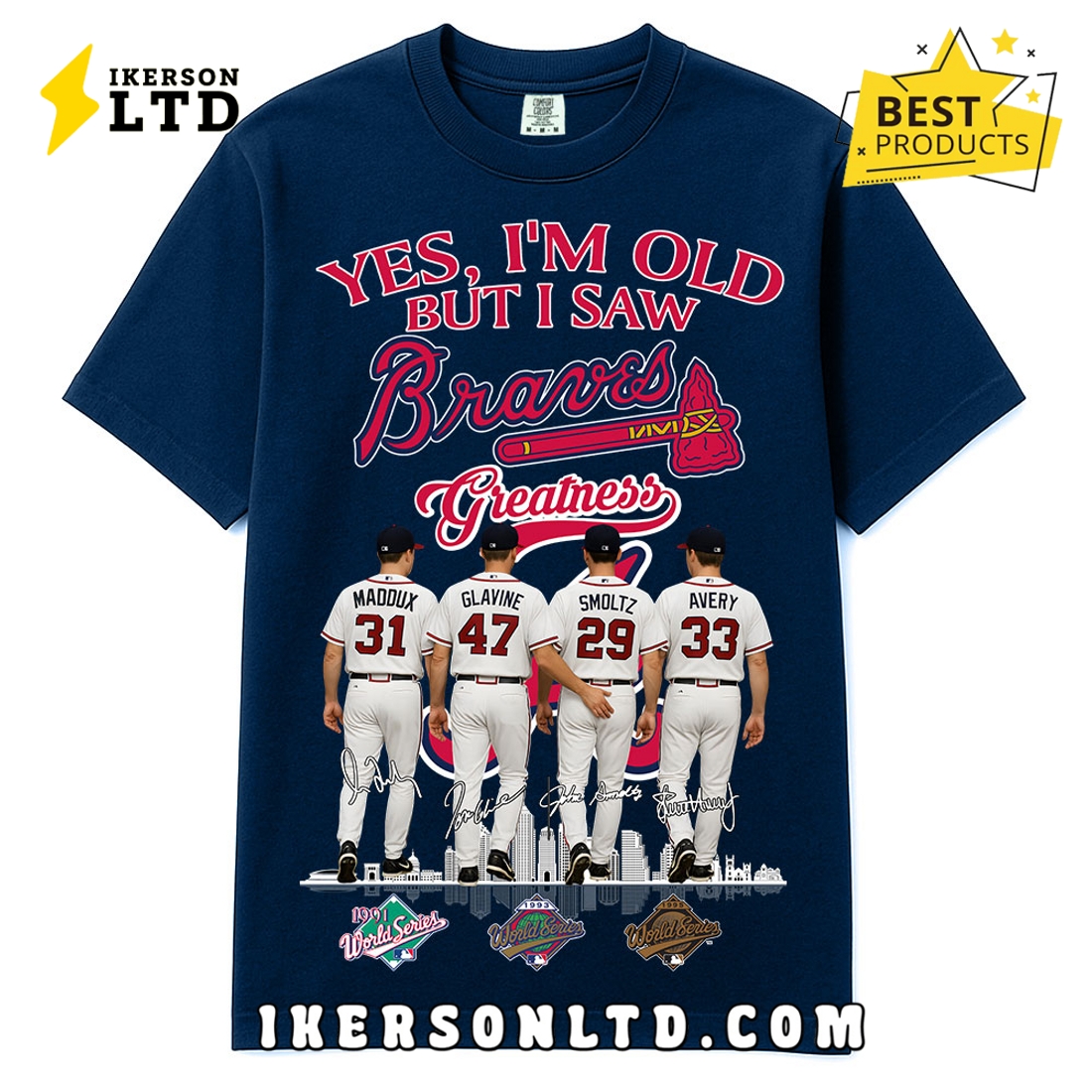 Atlanta Braves Greg Maddux, Tom Glavine, John Smoltz, Steve Avery T-Shirt Atlanta Braves Greg Maddux, Tom Glavine, John Smoltz, Steve Avery T-Shirt