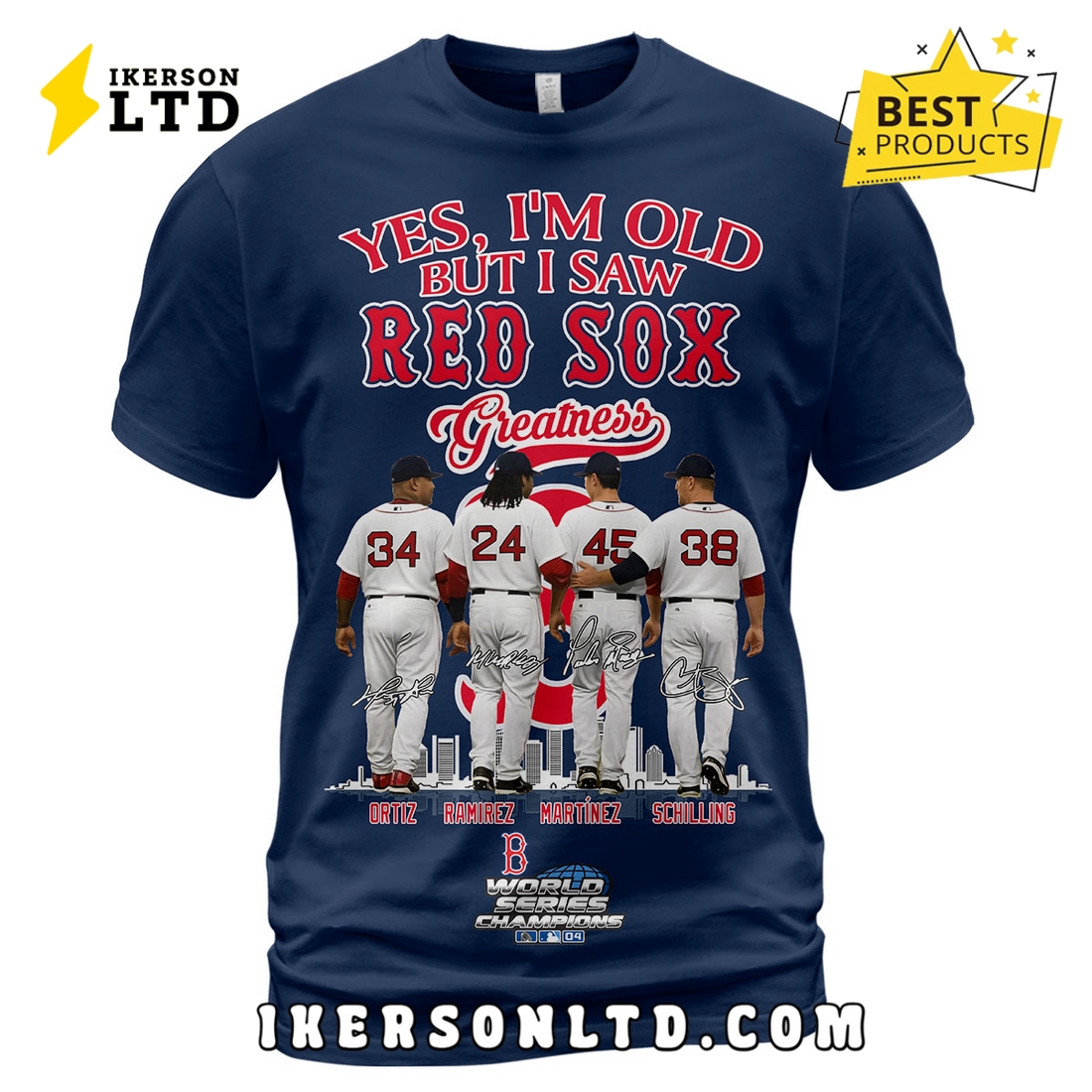 Boston Red Sox David Ortiz Manny Ramirez Pedro Martínez Curt Schilling T-Shirt Boston Red Sox David Ortiz Manny Ramirez Pedro Martínez Curt Schilling T-Shirt