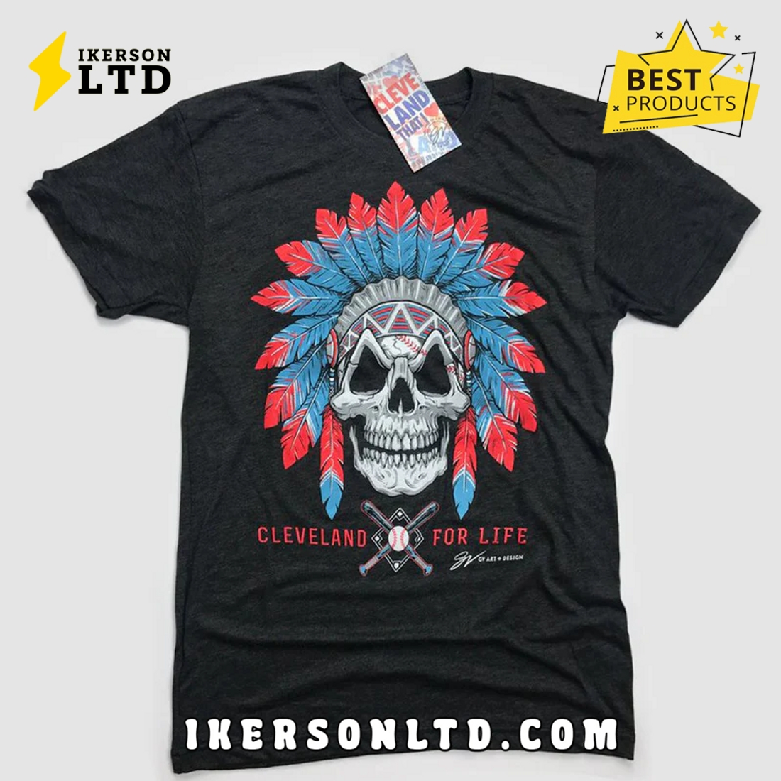 Cleveland Baseball For Life Skull Unisex T-Shirt Cleveland Baseball For Life Skull Unisex T-Shirt