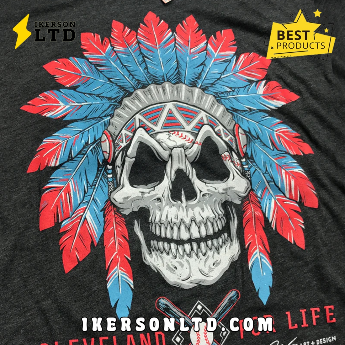 Cleveland Baseball For Life Skull Unisex T-Shirt Cleveland Baseball For Life Skull Unisex T-Shirt