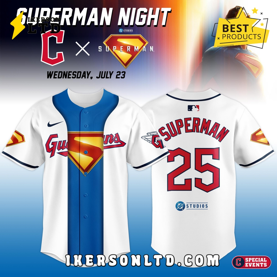 Cleveland Guardians x Superman Night Game 2025 Jersey Cleveland Guardians x Superman Night Game 2025 Jersey