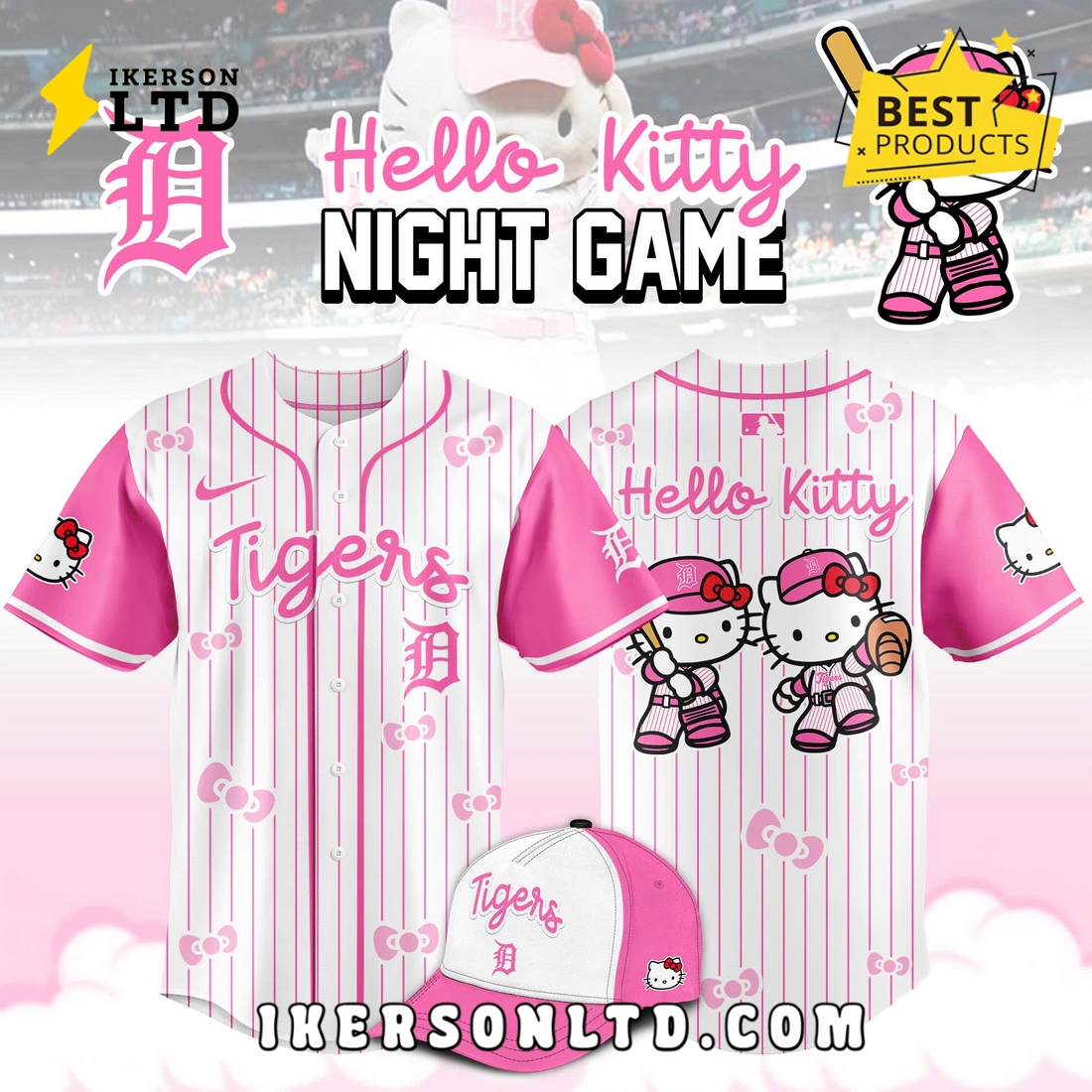 Detroit Tigers x Hello Kitty Night 2025 Limited Edition Jersey Detroit Tigers x Hello Kitty Night 2025 Limited Edition Jersey