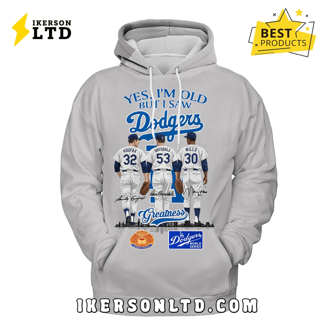 Los Angeles Dodgers Sandy Koufax & Don Drysdale & Maury Wills T-Shirt Los Angeles Dodgers Sandy Koufax & Don Drysdale & Maury Wills T-Shirt