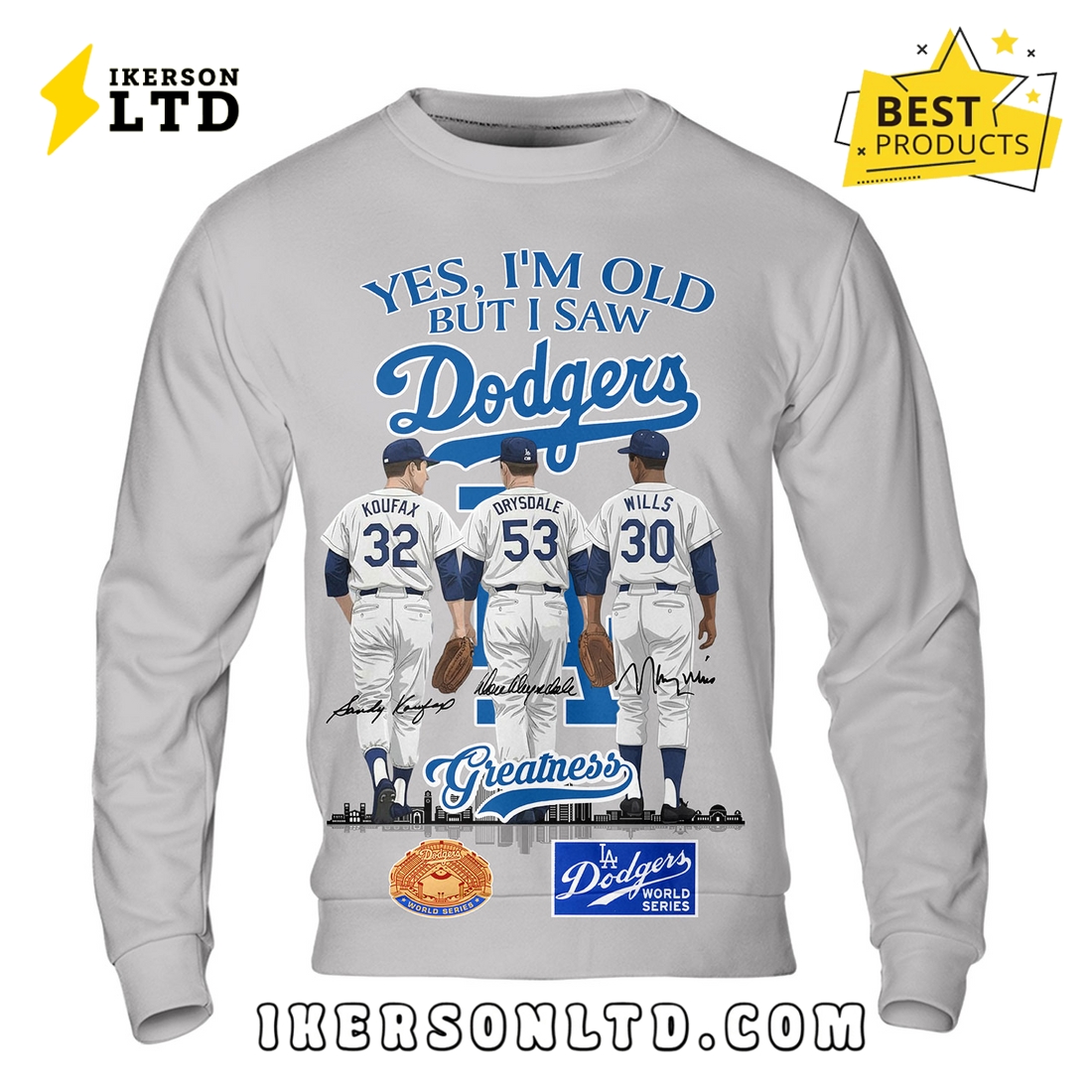Los Angeles Dodgers Sandy Koufax & Don Drysdale & Maury Wills T-Shirt Los Angeles Dodgers Sandy Koufax & Don Drysdale & Maury Wills T-Shirt