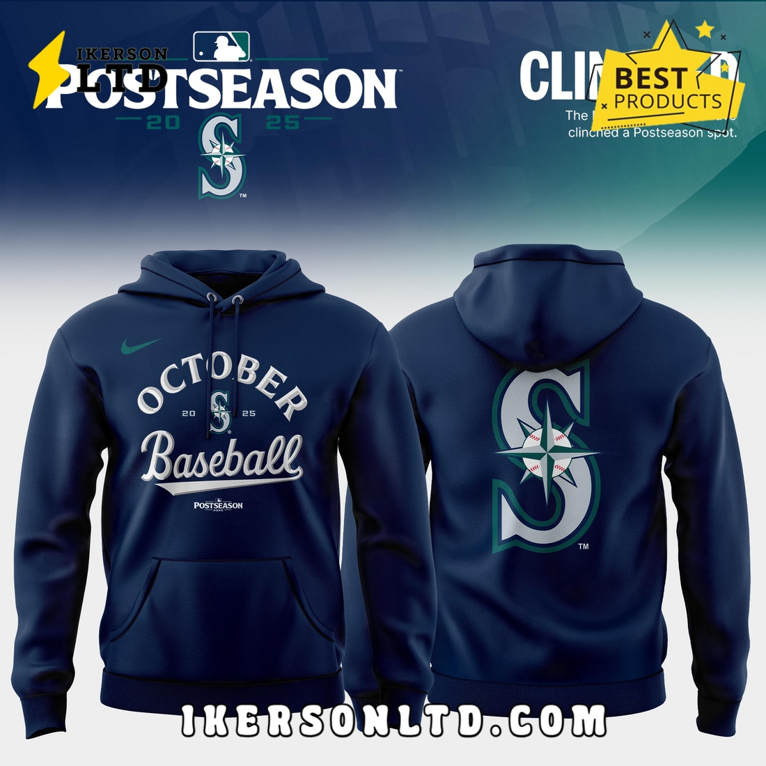 New Seattle Mariners 2025 MLB Postseason Hoodie, Long Pants New Seattle Mariners 2025 MLB Postseason Hoodie, Long Pants