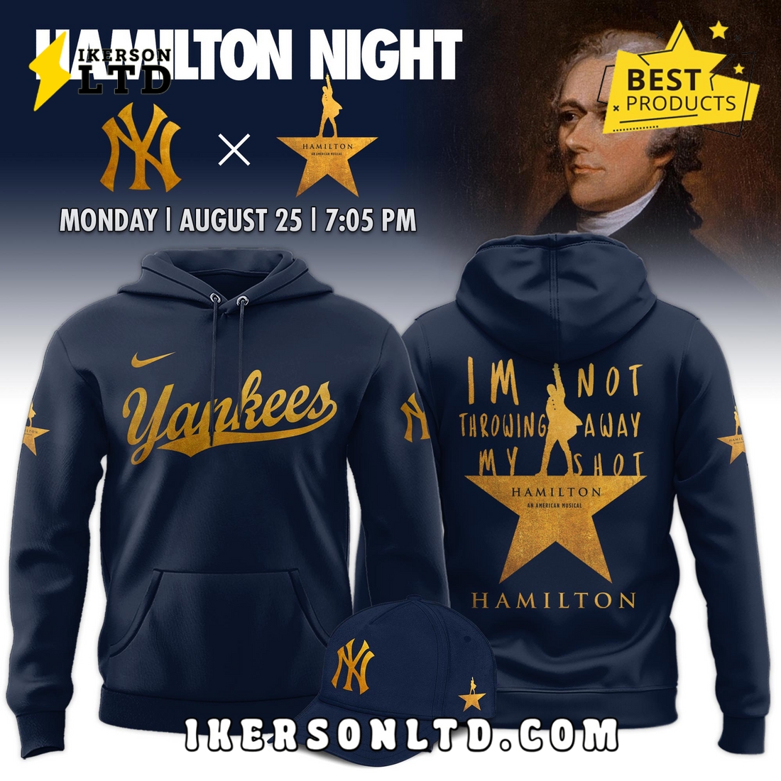 New York Yankees MLB x Hamilton Night 2025 Special Hoodie, Long Pants New York Yankees MLB x Hamilton Night 2025 Special Hoodie, Long Pants
