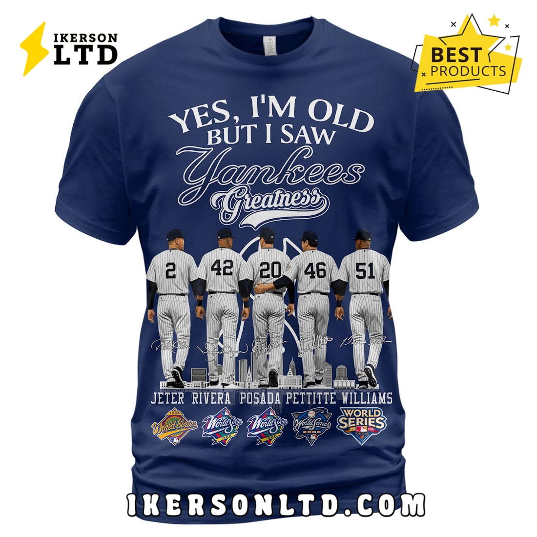 Newyork Yankees Derek Jeter Mariano Rivera Jorge Posada Andy Pettitte Bernie Williams T-Shirt Newyork Yankees Derek Jeter Mariano Rivera Jorge Posada Andy Pettitte Bernie Williams T-Shirt