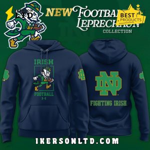 Notre Dame Fighting Irish Football Leprechaun Navy Hoodie