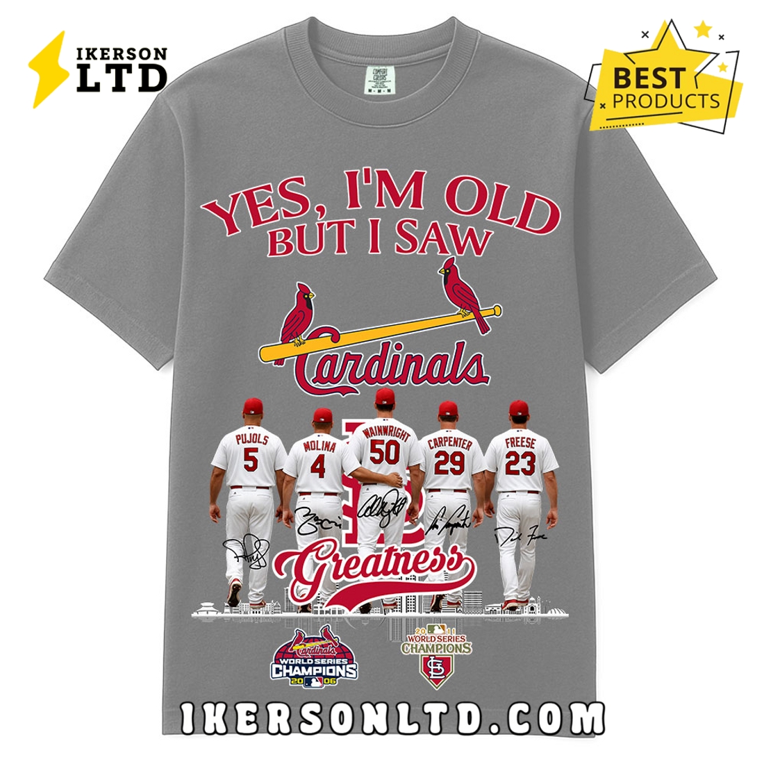 St. Louis Cardinals Albert Pujols, Yadier Molina, Adam Wainwright, Chris Carpenter, David Freese T-Shirt St. Louis Cardinals Albert Pujols, Yadier Molina, Adam Wainwright, Chris Carpenter, David Freese T-Shirt