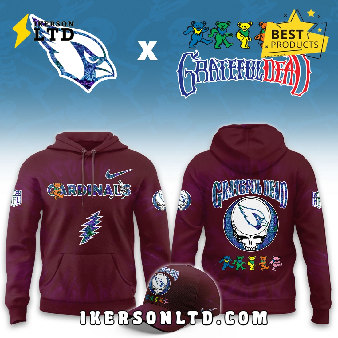Arizona Cardinals Grateful Dead Limited Hoodie Arizona Cardinals Grateful Dead Limited Hoodie