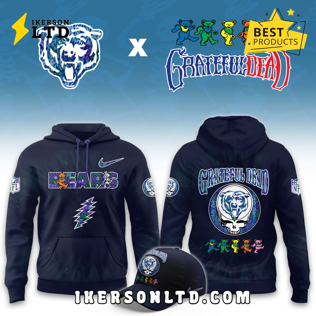 Chicago Bears Grateful Dead Limited Hoodie Chicago Bears Grateful Dead Limited Hoodie