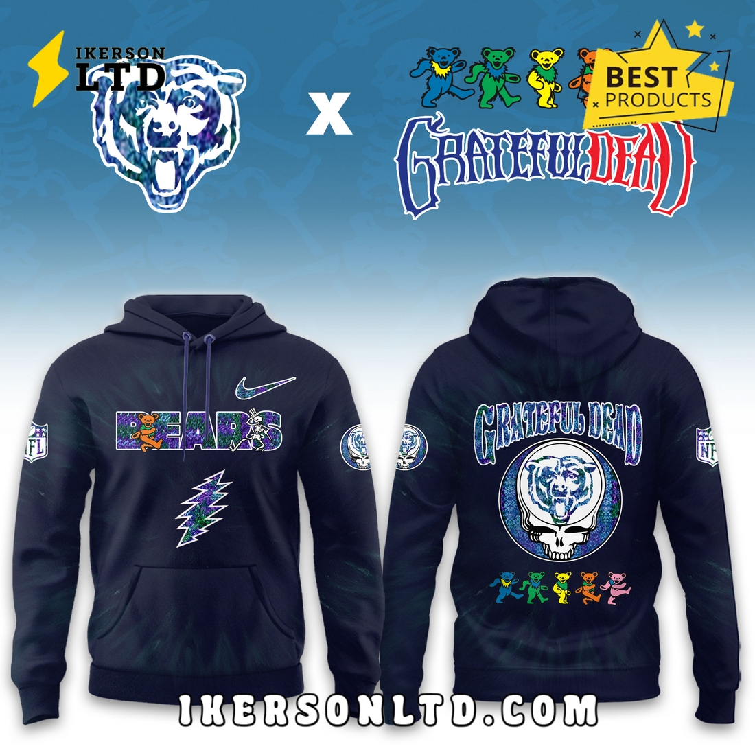 Chicago Bears Grateful Dead Limited Hoodie Chicago Bears Grateful Dead Limited Hoodie