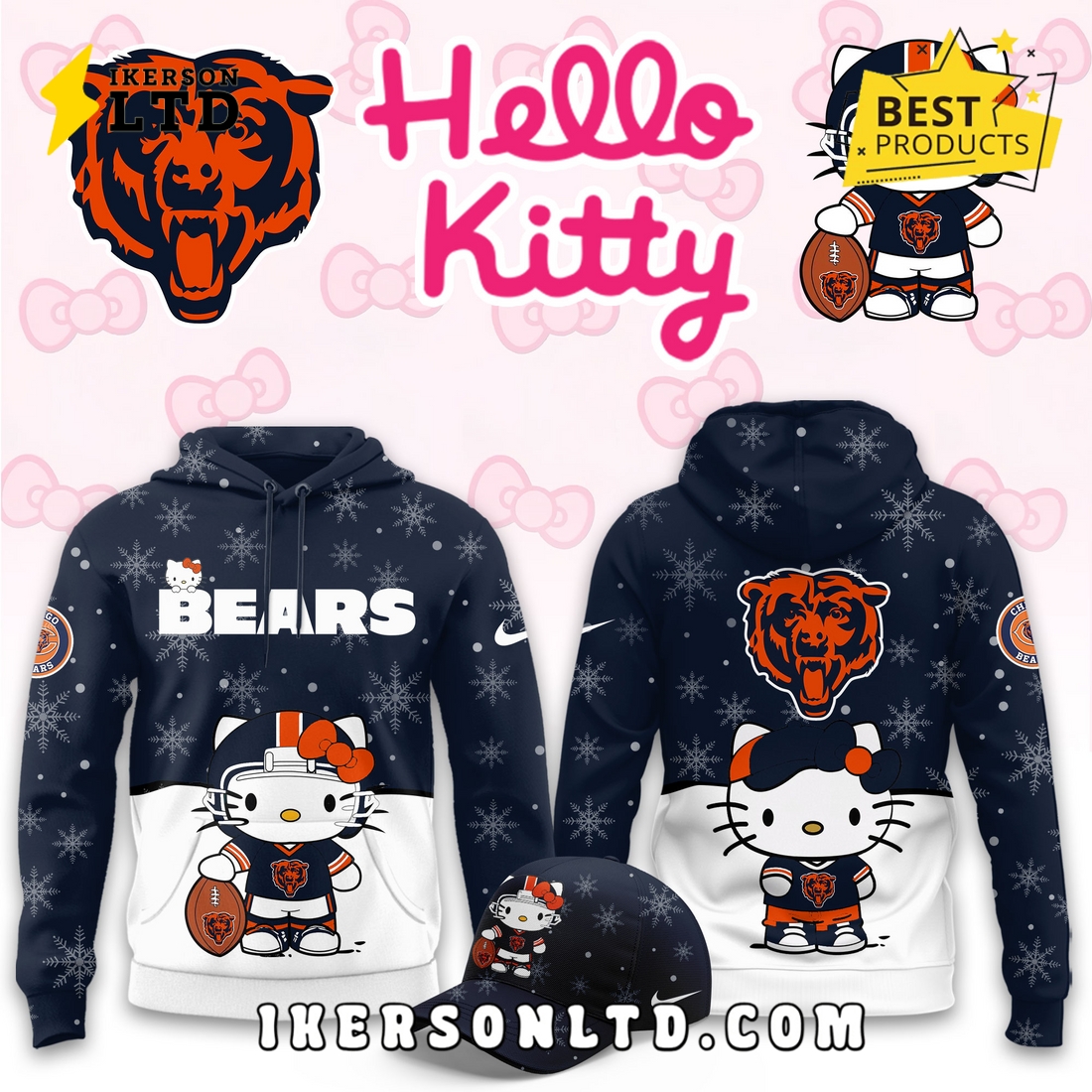 Chicago Bears Hellow Kitty Limited Hoodie Chicago Bears Hellow Kitty Limited Hoodie