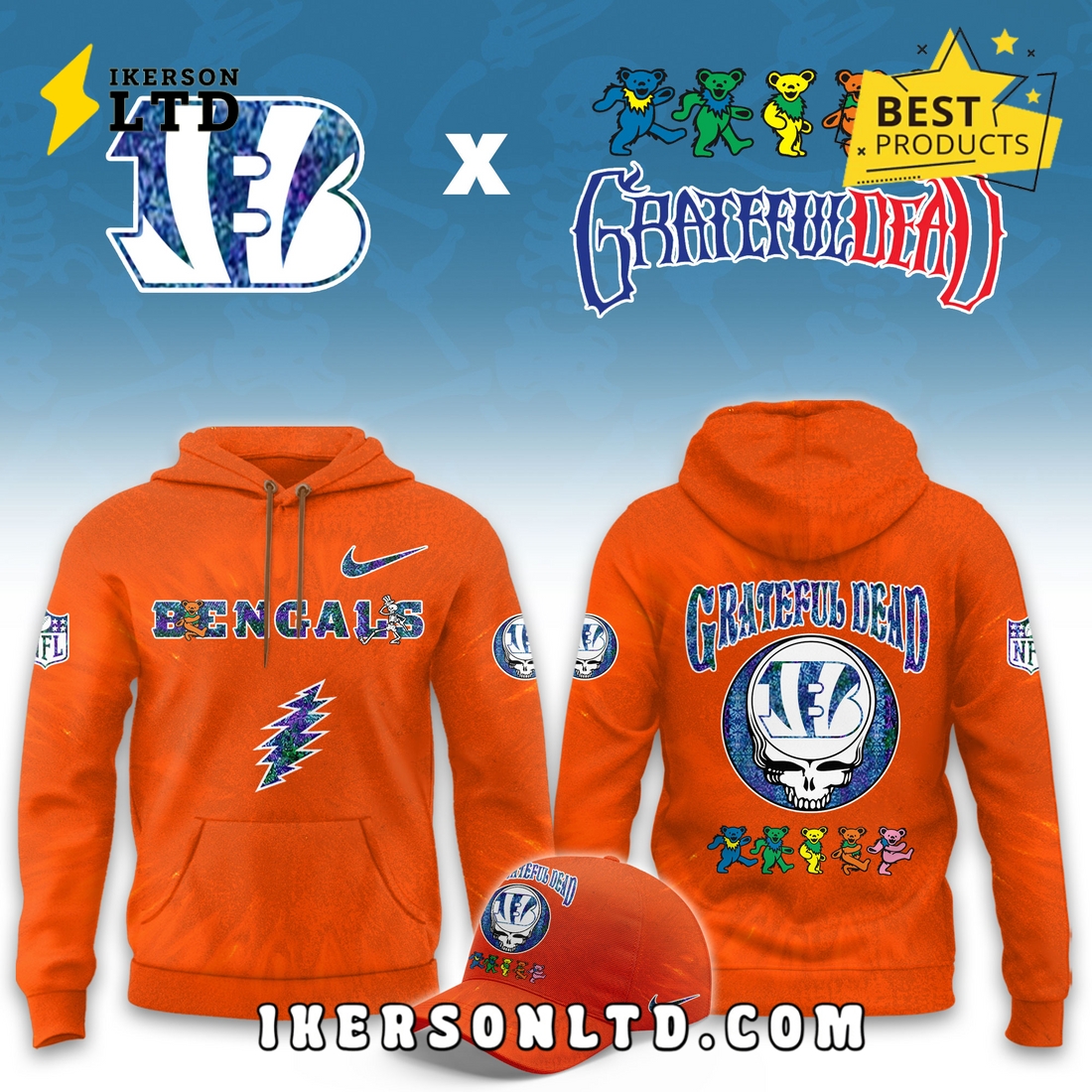 Cincinnati Bengals Grateful Dead Limited Hoodie Cincinnati Bengals Grateful Dead Limited Hoodie