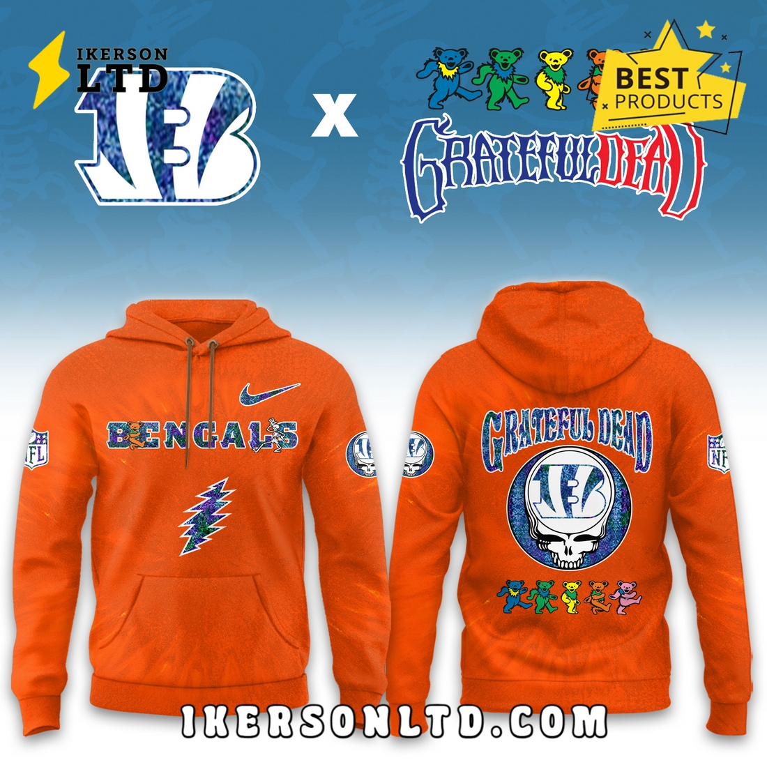 Cincinnati Bengals Grateful Dead Limited Hoodie Cincinnati Bengals Grateful Dead Limited Hoodie