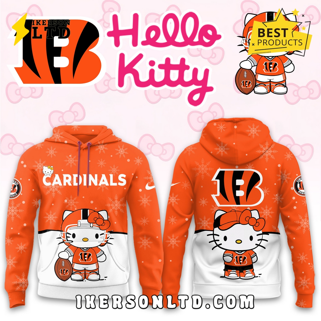 Cincinnati Bengals Hellow Kitty Limited Hoodie Cincinnati Bengals Hellow Kitty Limited Hoodie