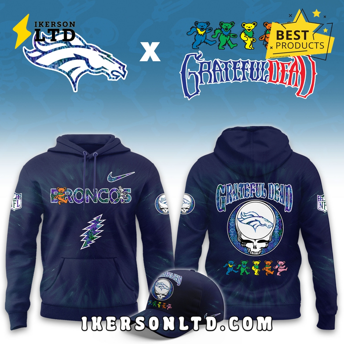 Denver Broncos Grateful Dead Limited Hoodie Denver Broncos Grateful Dead Limited Hoodie