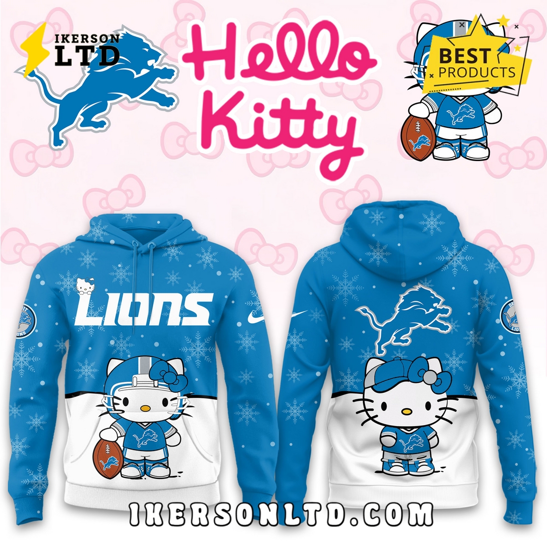 Detroit Lions Hellow Kitty Limited Hoodie Detroit Lions Hellow Kitty Limited Hoodie