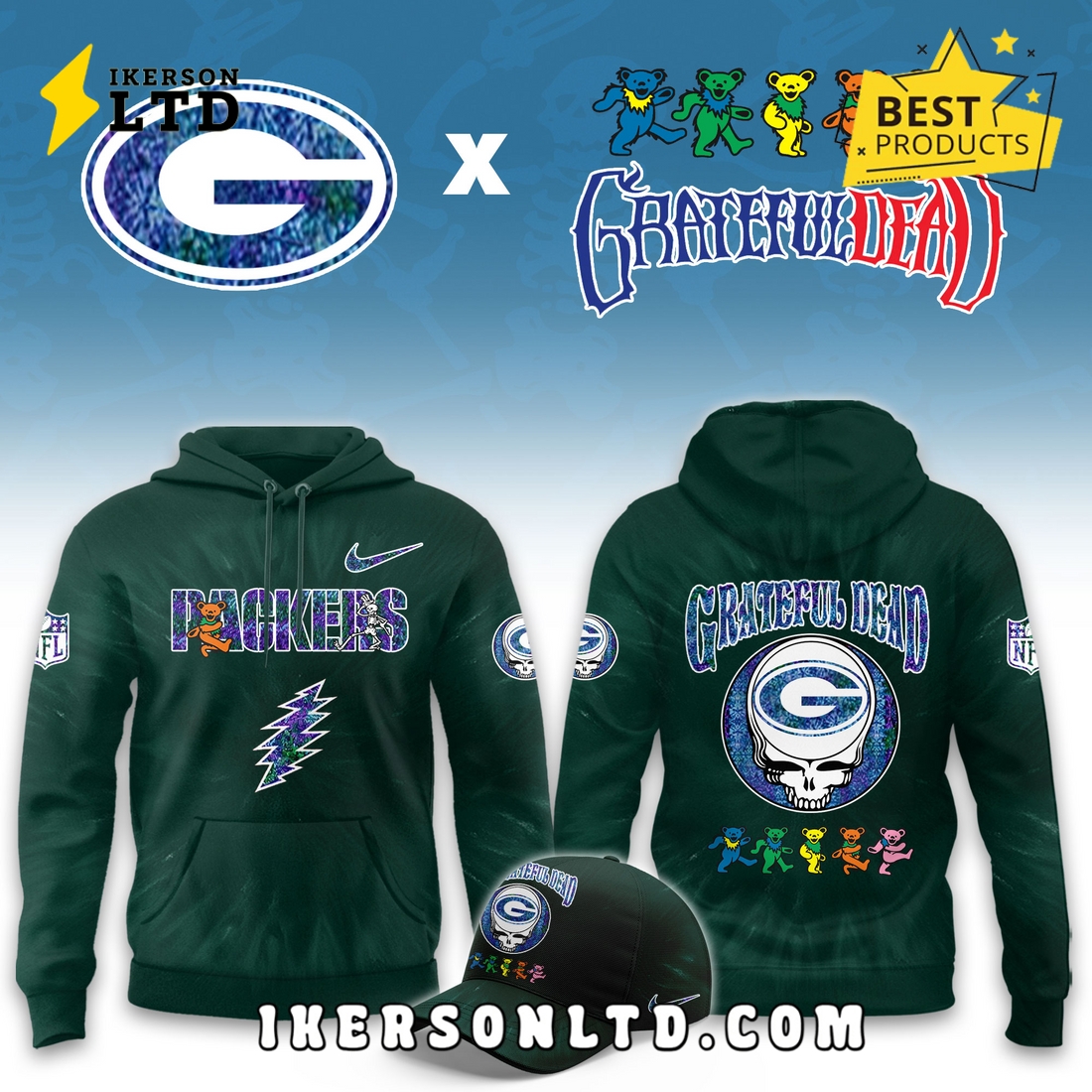 Green Bay Packers Grateful Dead Limited Hoodie Green Bay Packers Grateful Dead Limited Hoodie