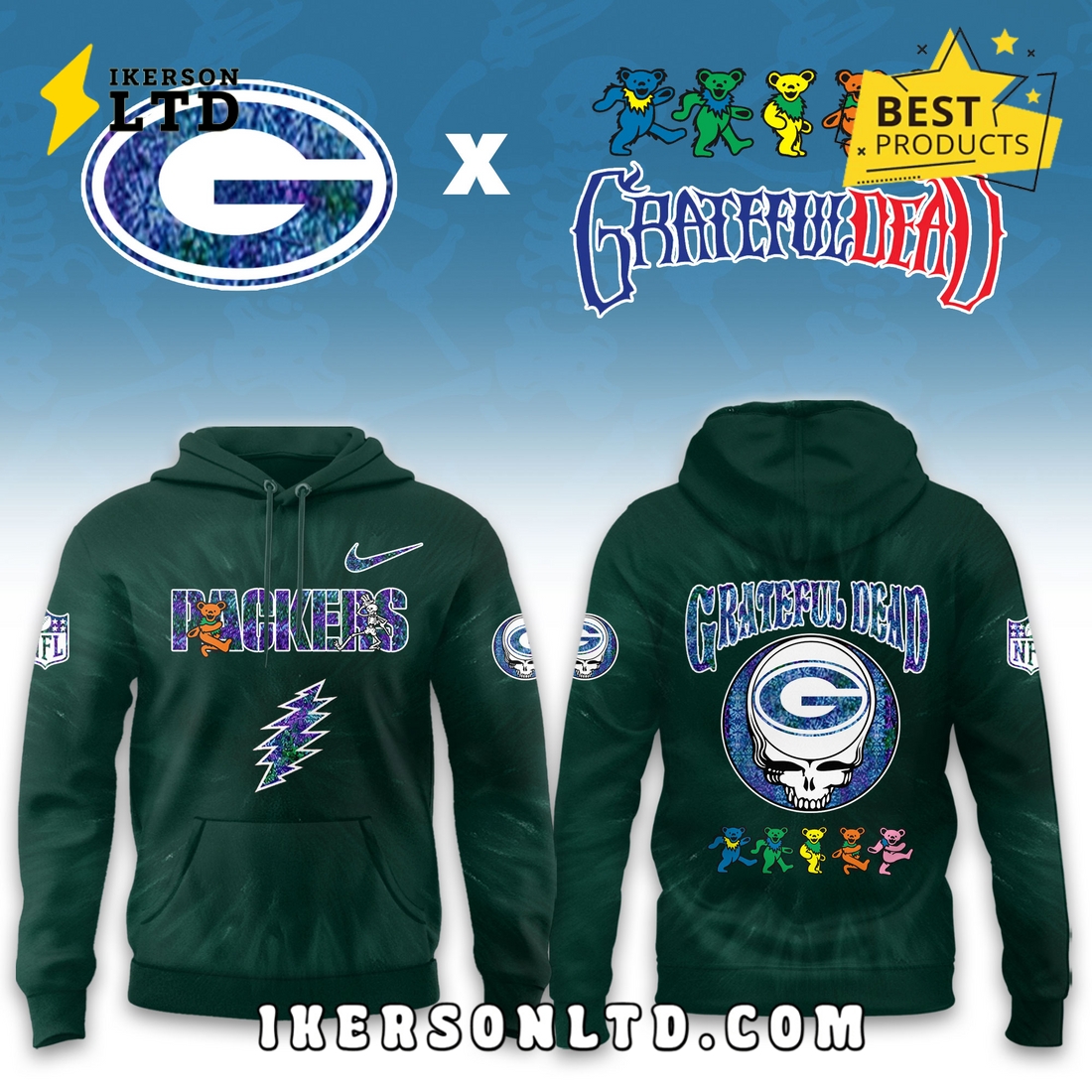 Green Bay Packers Grateful Dead Limited Hoodie Green Bay Packers Grateful Dead Limited Hoodie