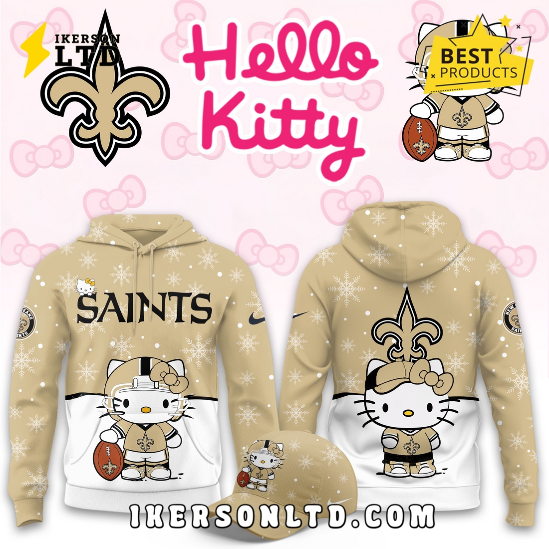 New Orleans Saints Hellow Kitty Limited Hoodie New Orleans Saints Hellow Kitty Limited Hoodie