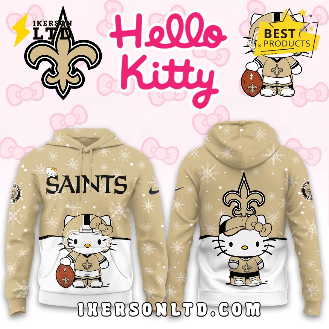 New Orleans Saints Hellow Kitty Limited Hoodie New Orleans Saints Hellow Kitty Limited Hoodie