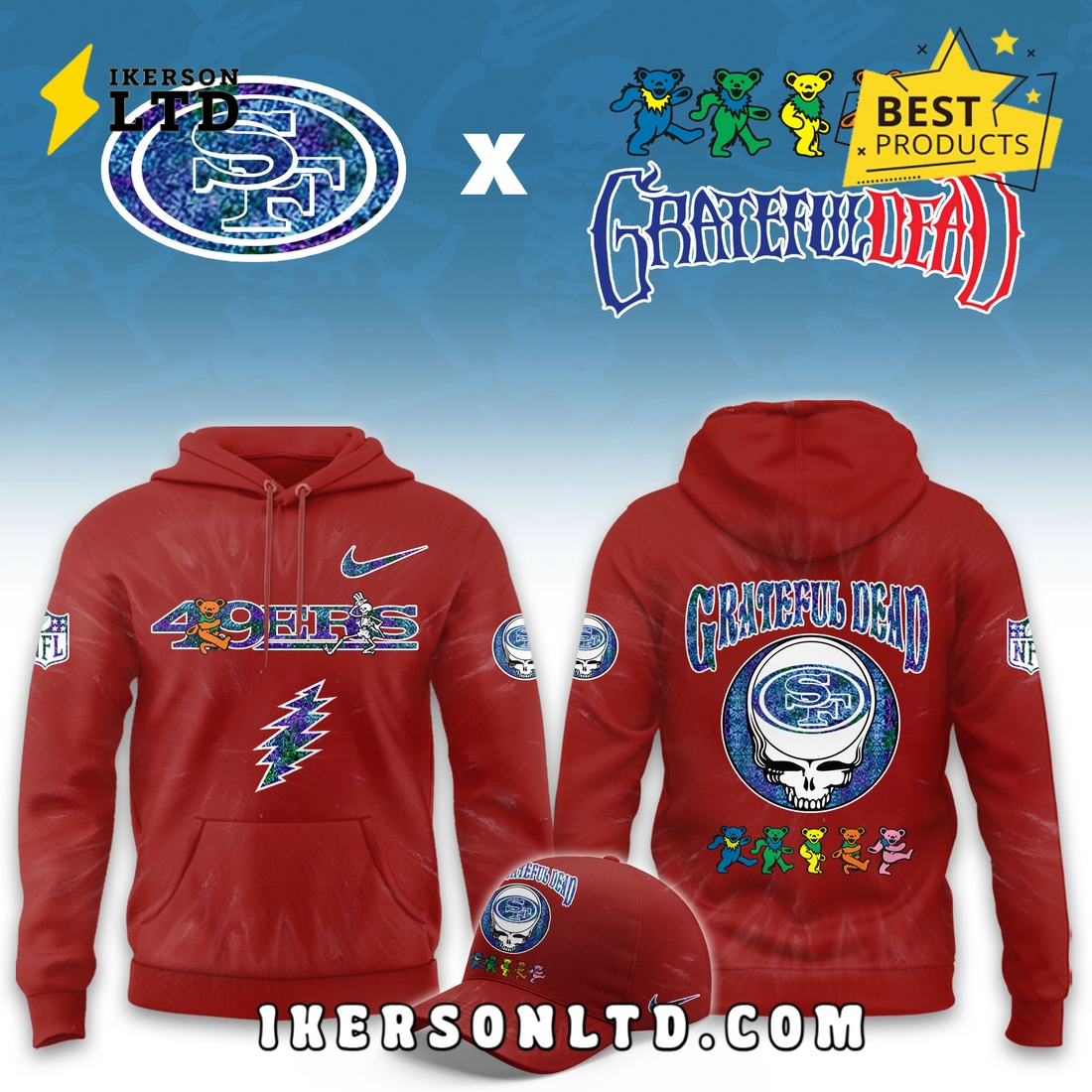 San Francisco 49ers Grateful Dead Limited Hoodie San Francisco 49ers Grateful Dead Limited Hoodie