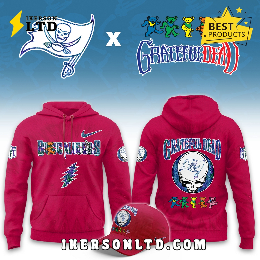 Tampa Bay Buccaneers Grateful Dead Limited Hoodie Tampa Bay Buccaneers Grateful Dead Limited Hoodie